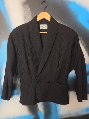 Jax Black Textured 100%Wool Blazer Made In Vancouver